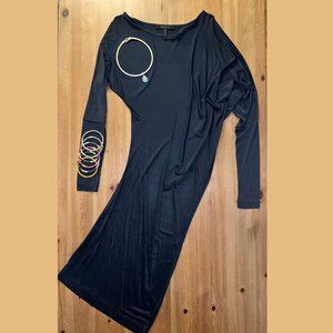 BCBGMAXAZRIA Navy Blue Midi Dress - Size: S